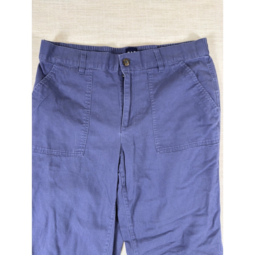 Gap Womens Blue Utility Jogger Pants Size L High Rise Patch Pocket Fatigue
